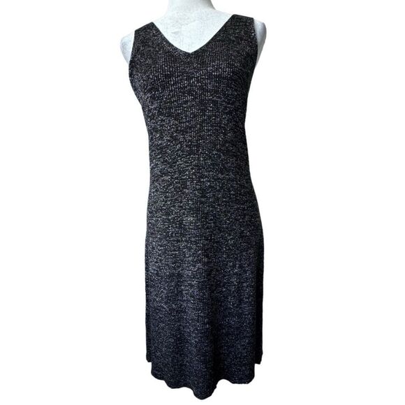 Tower Hill Knit Sleeveless Dress Cardigan Two Piece Black Metallic VTG XL - Picture 3 of 16